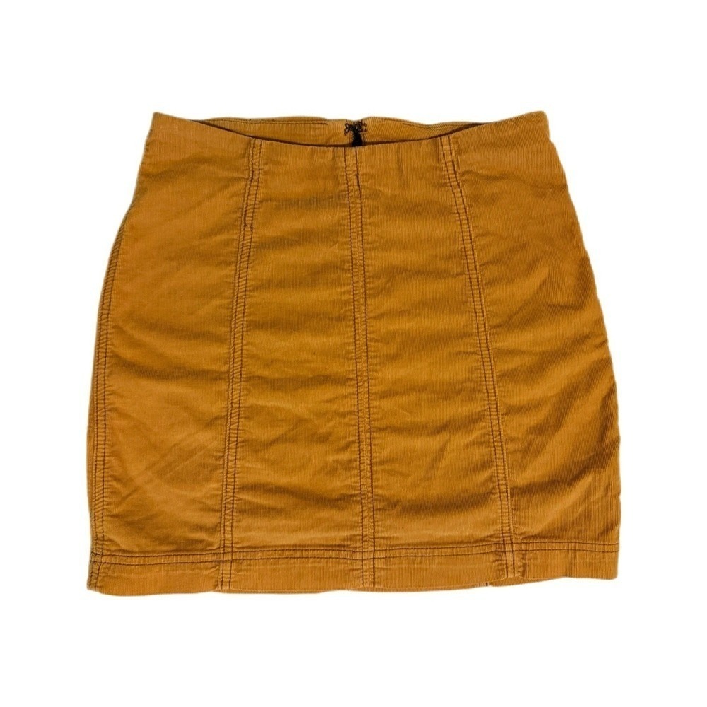 Free People Ribbed Corduroy High-waist Mustard Yellow Mod Femme Mini Skirt Sz 4